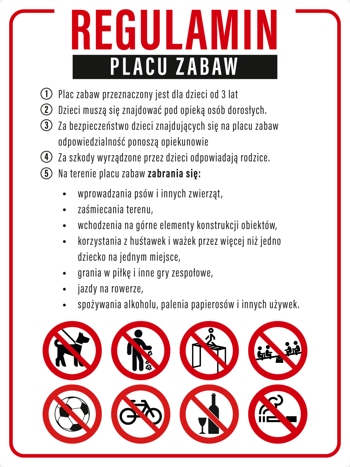 Tablica Regulamin Placu Zabaw – Zasady Bezpieczeństwa - obrazek 3