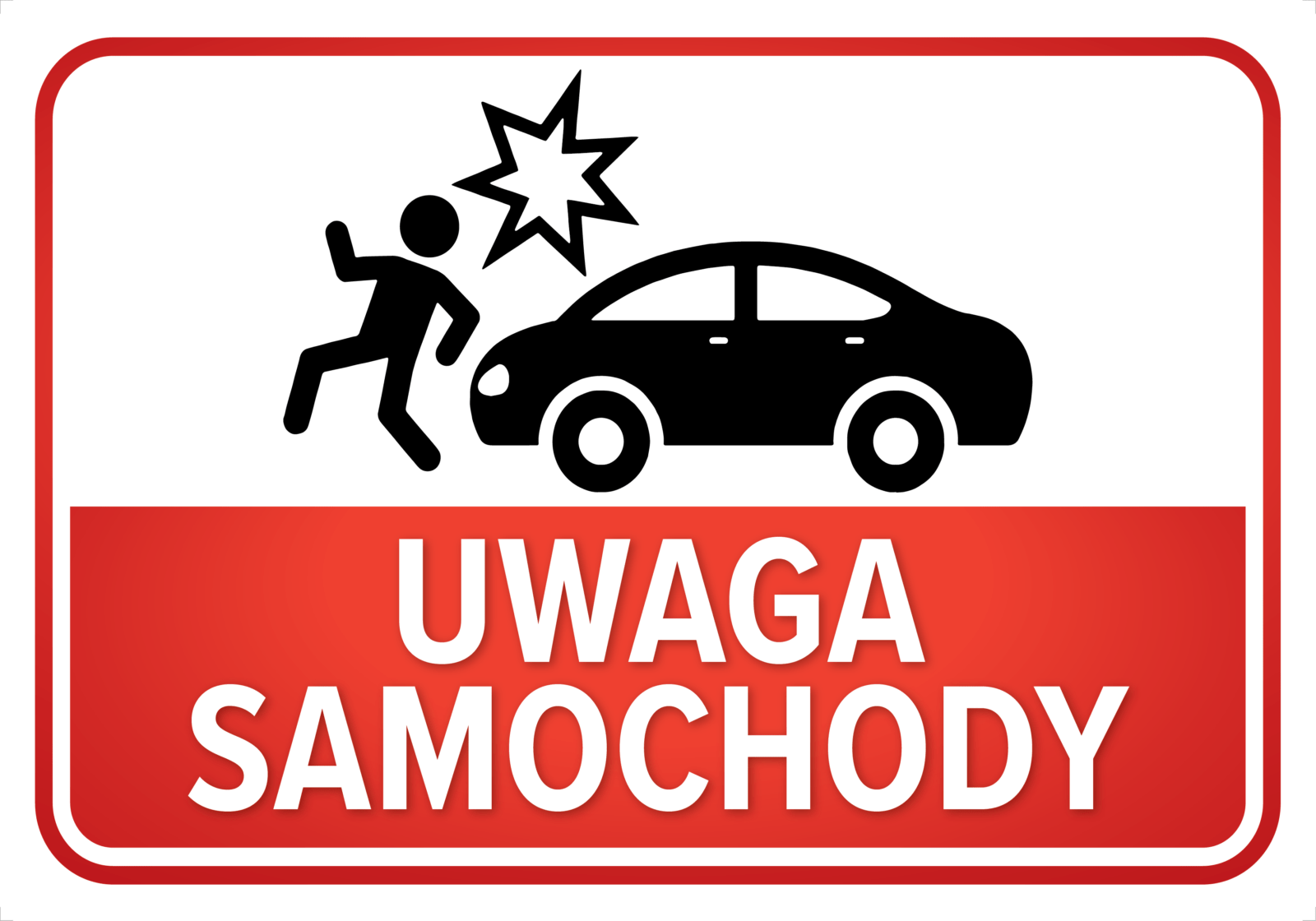 TABLICZKA UWAGA samochód samochody |21x30 cm| - obrazek 2